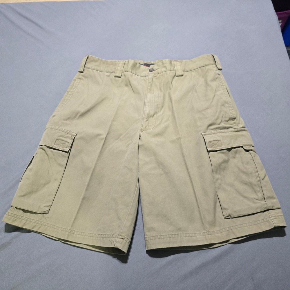 Perry Ellis America Cargo Shorts Mens 34 Khaki Tan Cotton Utility Pockets